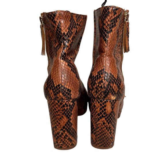 H&M Chunky Snakeskin Print Block Heel Ankle Boot Side Zip Height Size 8 1/2 - Picture 5 of 11